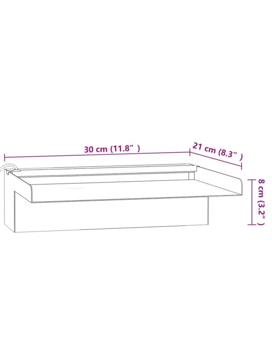 Purskkaevu kosk rgb LED-tuledega, roostevaba teras, 30 cm