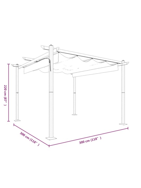 Aia varjualune eemaldatava katusega, 3 x 3 m, antratsiithall