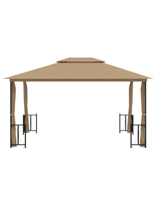 Varjualune külgseinte, kahekordse katusega 3x4 m, pruunikashall