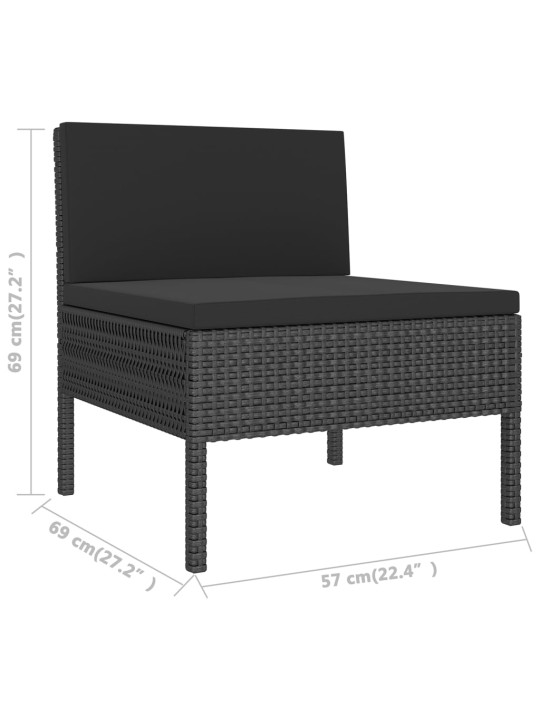 5-osaline aiamööblikomplekt istmepatjadega, polürotang, must
