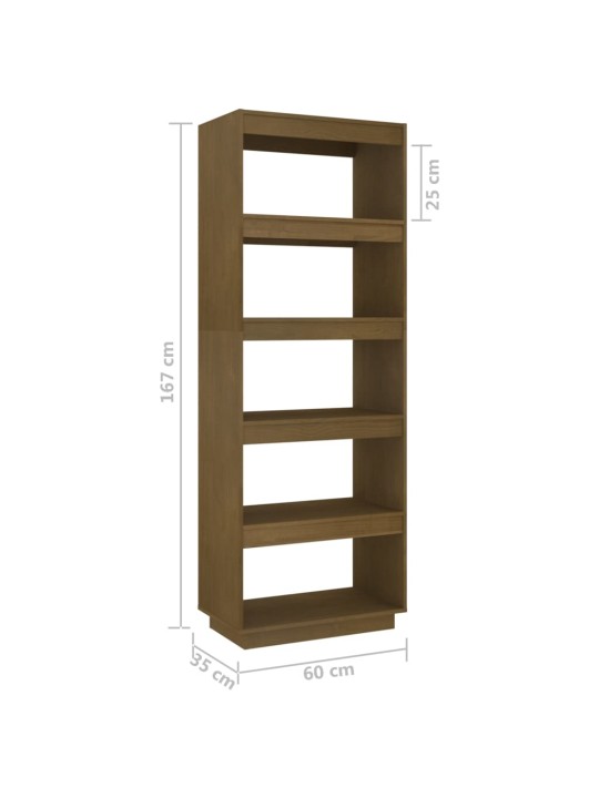 Raamaturiiul/ruumijagaja, meepruun, 60x35x167 cm, männipuit
