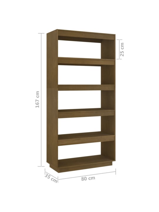 Raamaturiiul/ruumijagaja, meepruun, 80x35x167 cm, männipuit