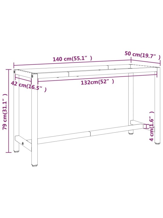 Tööpingi raam, must ja matt punane, 140x50x79 cm, metall