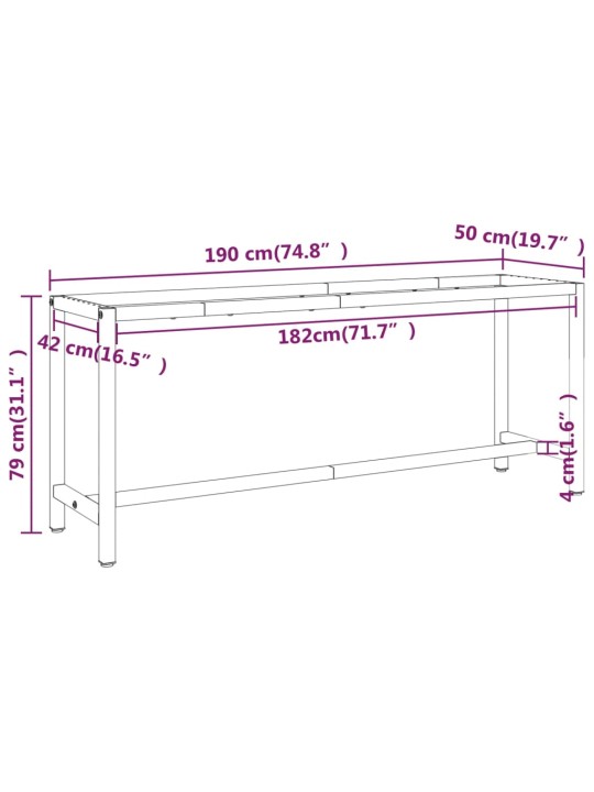 Tööpingi raam, must ja matt punane, 190x50x79 cm, metall