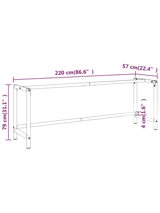 Tööpingi raam, must ja matt punane, 220x57x79 cm, metall