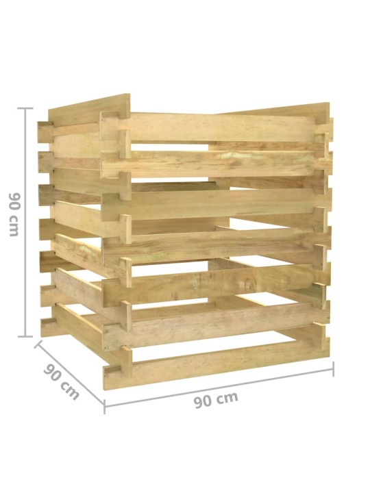 Liistudega kompostikast 90x90x90 cm, immutatud männipuit