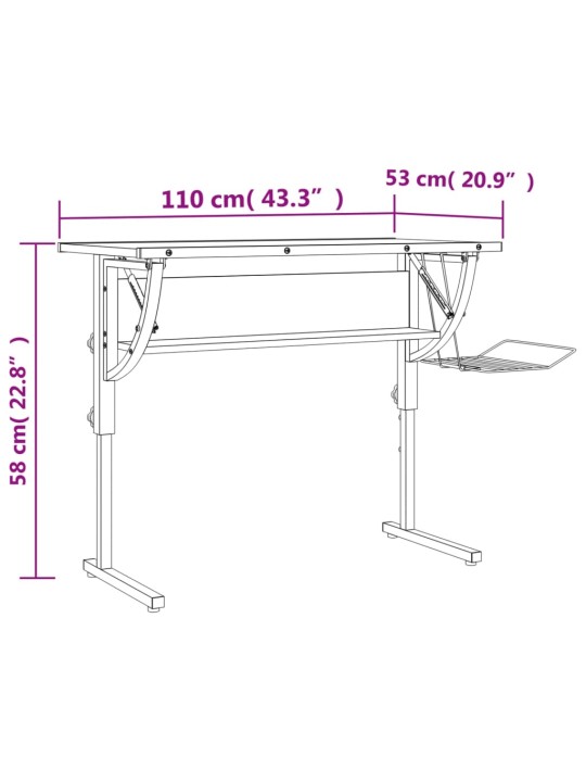 Käsitöölaud, sonoma tamm ja hall 110x53x(58–87) cm puit, teras