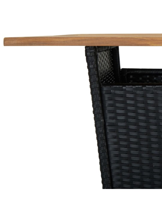 3-osaline aiabaari komplekt patjadega, polürotang, must