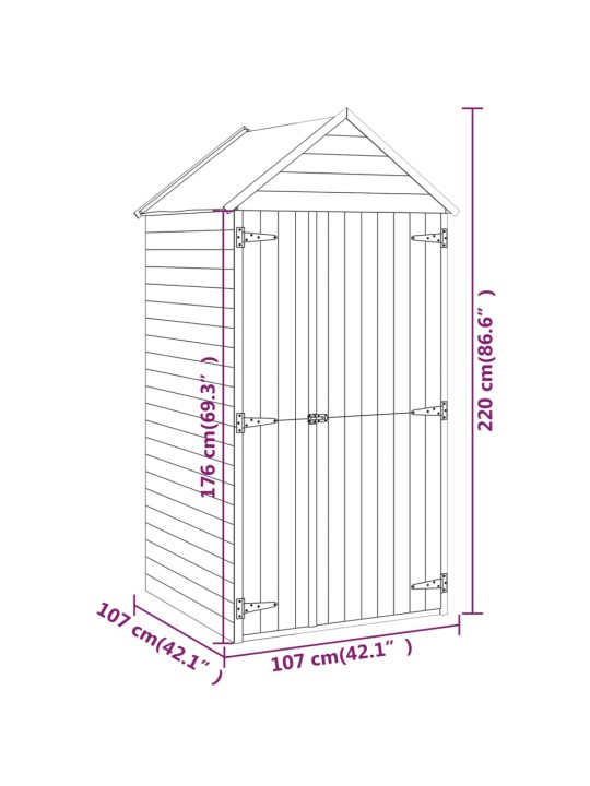 Aia tööriistakuur, 107 x 107 x 220 cm, immutatud männipuit