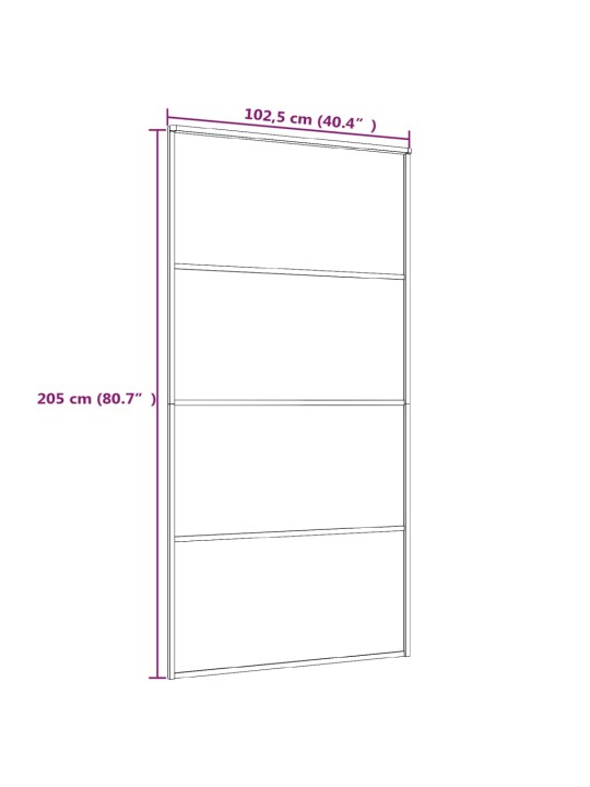 Liuguks, esg-klaas ja alumiinium, 102,5 x 205 cm, valge