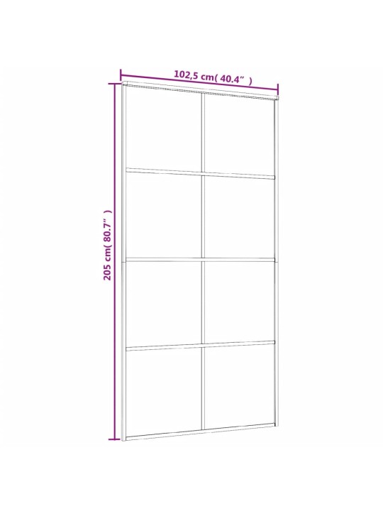 Liuguks, matt esg-klaas ja alumiinium, 102,5 x 205 cm, must