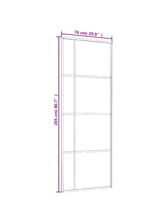 Liuguks, esg-klaas ja alumiinium, 76 x 205 cm, must