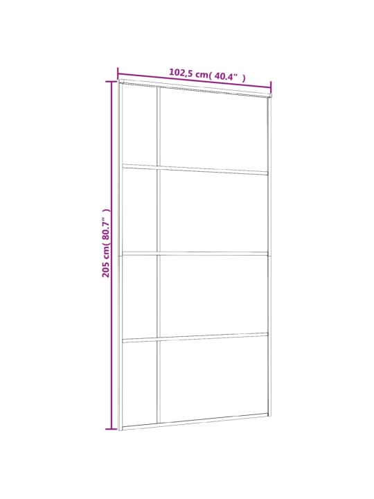 Liuguks, esg-klaas ja alumiinium, 102,5 x 205 cm, must