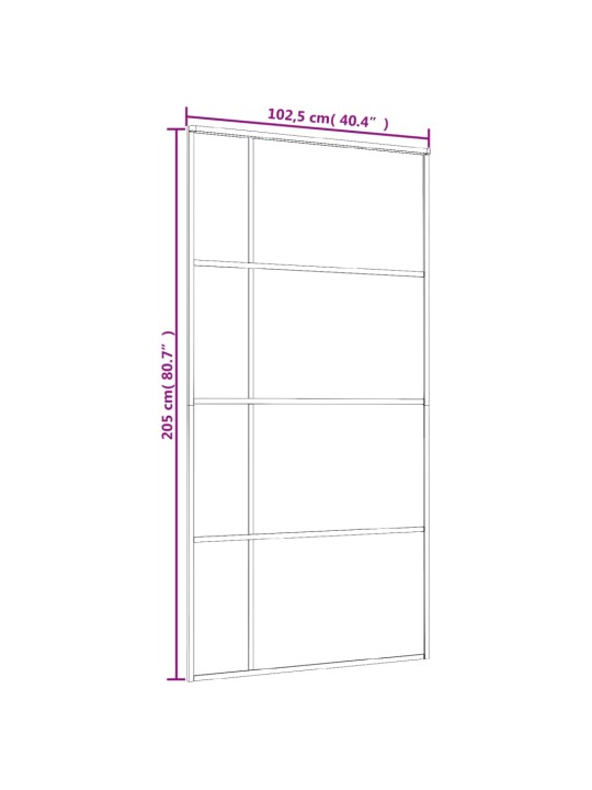 Liuguks, matt esg-klaas ja alumiinium, 102,5 x 205 cm, must