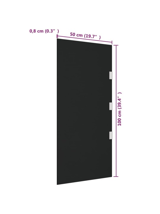 Ukse varikatuse külgpaneel, must 50x100 cm, karastatud klaas