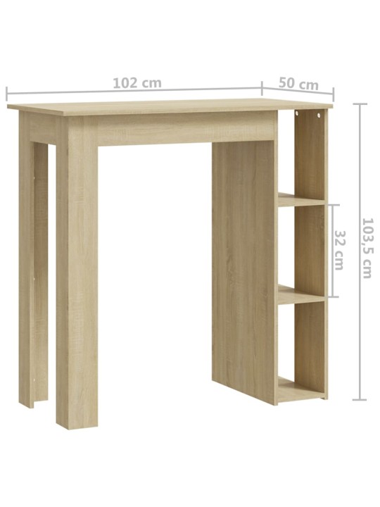 Baarilaud riiuliga, sonoma tamm, 102x50x103,5 cm tehispuit