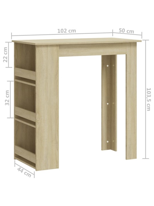 Baarilaud riiuliga, sonoma tamm, 102x50x103,5 cm puitlaastplaat