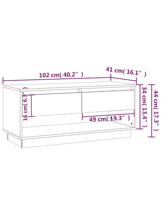 Telerikapp, valge, 102 x 41 x 44 cm, puitlaastplaat