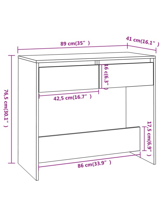 Konsoollaud, valge, 89 x 41 x 76,5 cm, tehispuit