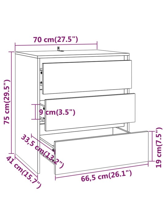 Puhvetkapp, must, 70 x 41 x 75 cm, puitlaastplaat