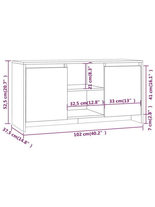 Telerikapp, valge, 102 x 37,5 x 52,5 cm, puitlaastplaat