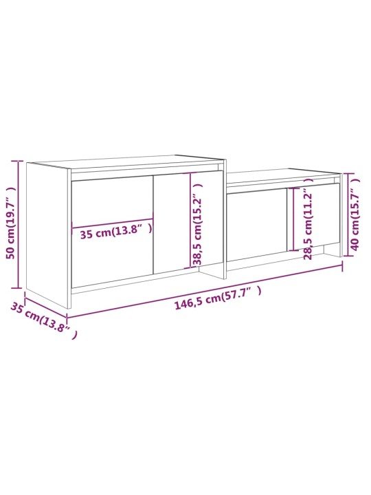 Telerikapp, valge, 146,5 x 35 x 50 cm, puitlaastplaat