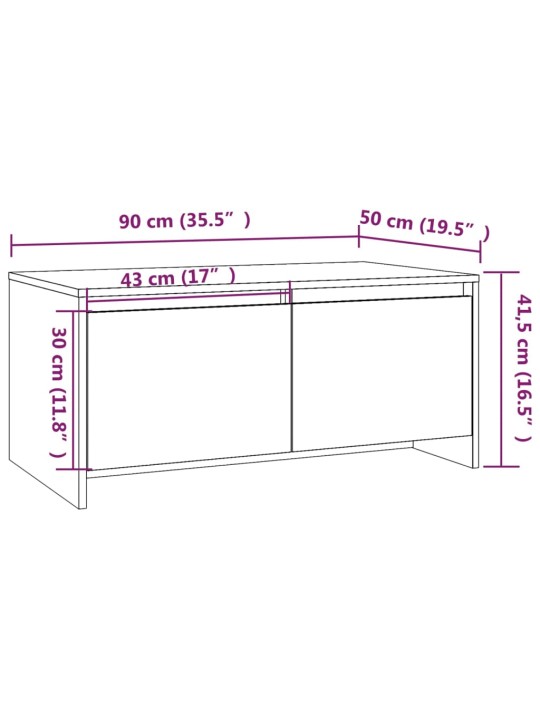 Kohvilaud, must, 90 x 50 x 41,5 cm, puitlaastplaat