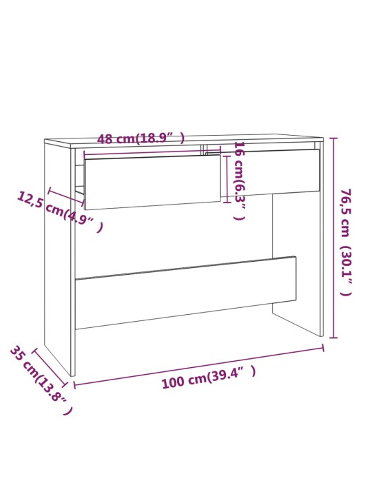 Konsoollaud, valge, 100 x 35 x 76,5 cm, puitlaastplaat