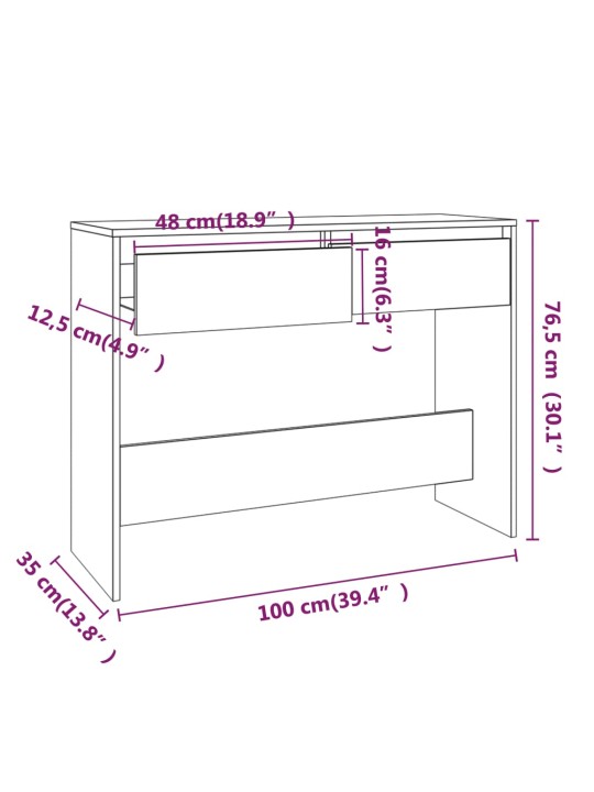 Konsoollaud, must, 100 x 35 x 76,5 cm, puitlaastplaat