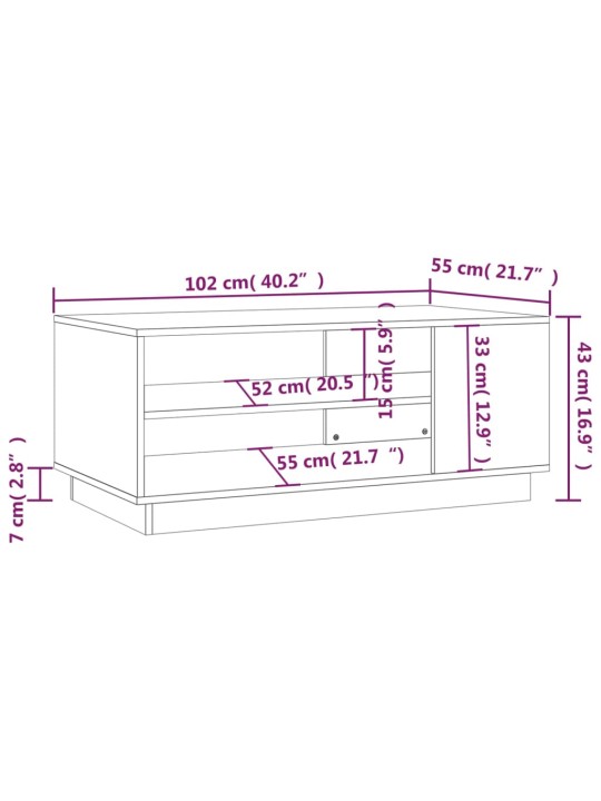 Kohvilaud, valge, 102 x 55 x 43 cm, puitlaastplaat