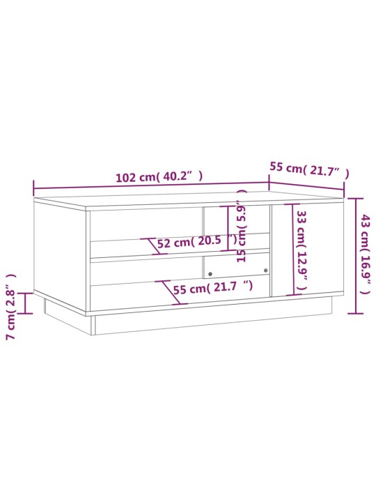 Kohvilaud, must, 102 x 55 x 43 cm, puitlaastplaat