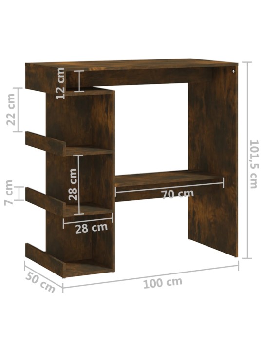 Baarilaud riiuliga, suitsupruun, 100x50x101.5cm