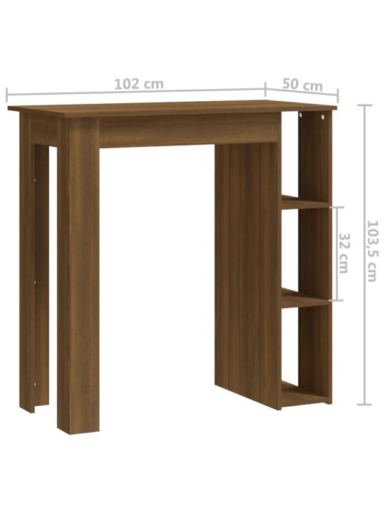 Baarilaud riiuliga, pruun tamm, 102x50x103,5 cm tehispuit