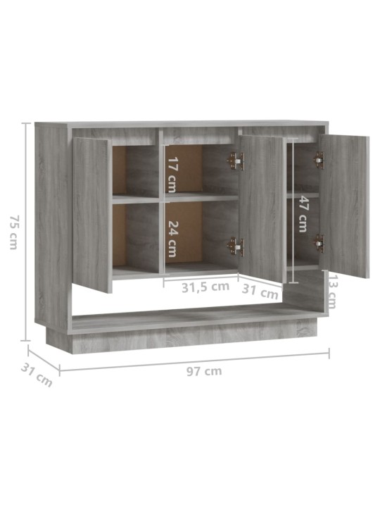 Puhvetkapp, hall sonoma tamm, 97 x 31 x 75 cm puitlaastplaat