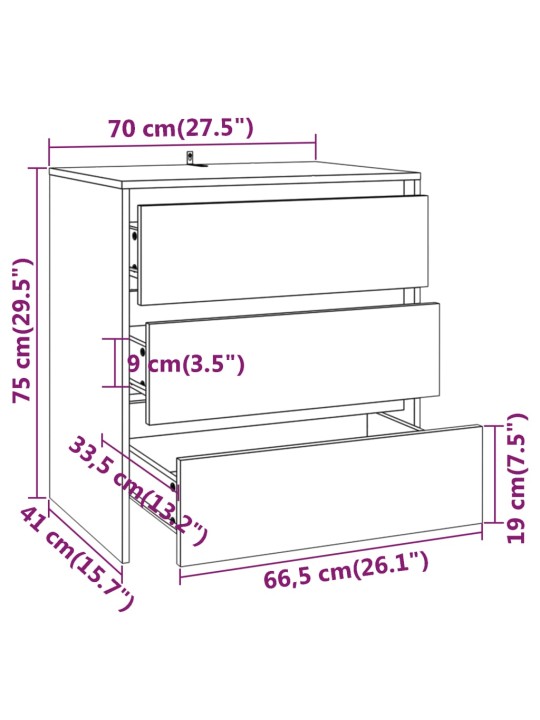 Puhvetkapp, hall sonoma tamm, 70 x 41 x 75 cm, puitlaastplaat