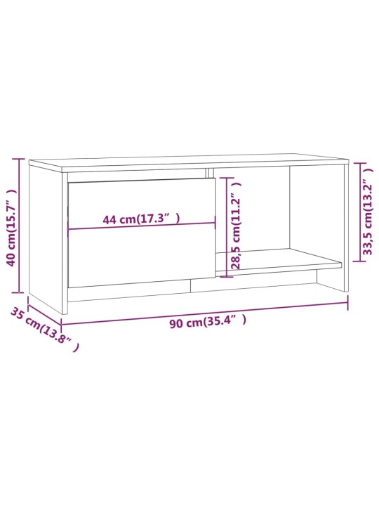 Telerialus, hall sonoma tamm, 90 x 35 x 40 cm, puitlaastplaat
