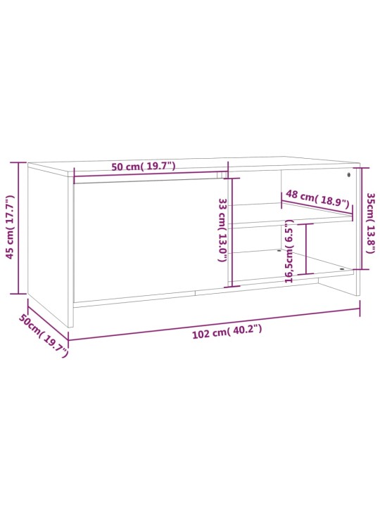 Kohvilaud, hall sonoma tamm, 102 x 50 x 45 cm, tehispuit