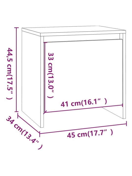 Öökapp 2 tk, suitsutatud tamm, 45x34x44,5 cm, puitlaastplaat