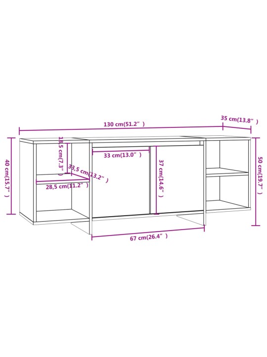 Telerialus, hall sonoma tamm, 130 x 35 x 50 cm, puitlaastplaat