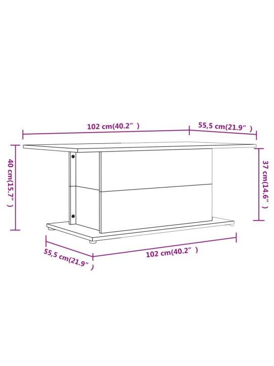 Kohvilaud, hall sonoma tamm, 102 x 55,5 x 40 cm, puitlaastplaat