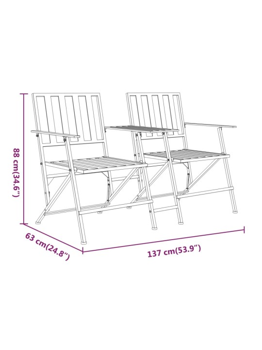 Kokkupandav 2-kohaline aiapink, 137 cm, must, teras