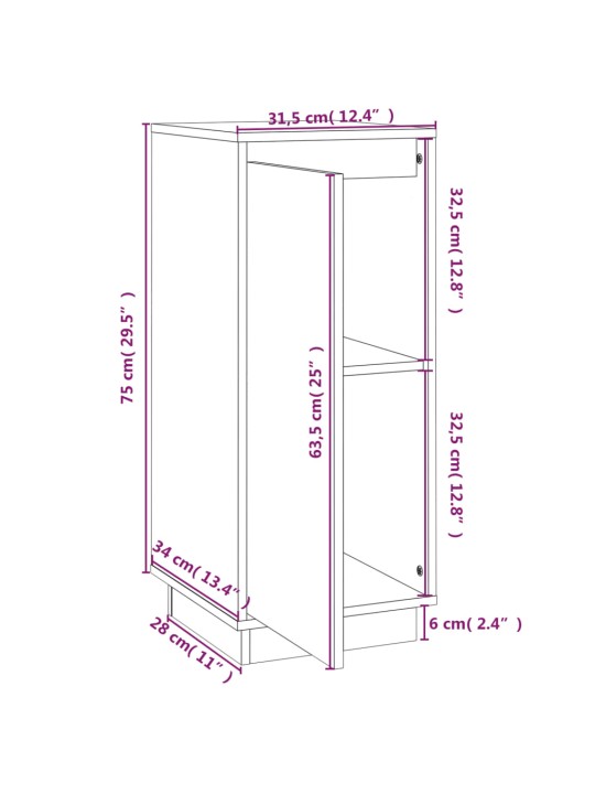 Puhvetkapp, hall, 31,5 x 34 x 75 cm, täismännipuit