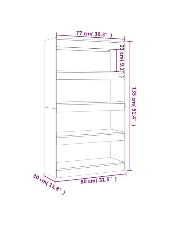 Raamatukapp, sonoma tamm, 80x30x135 cm, puitlaastplaat