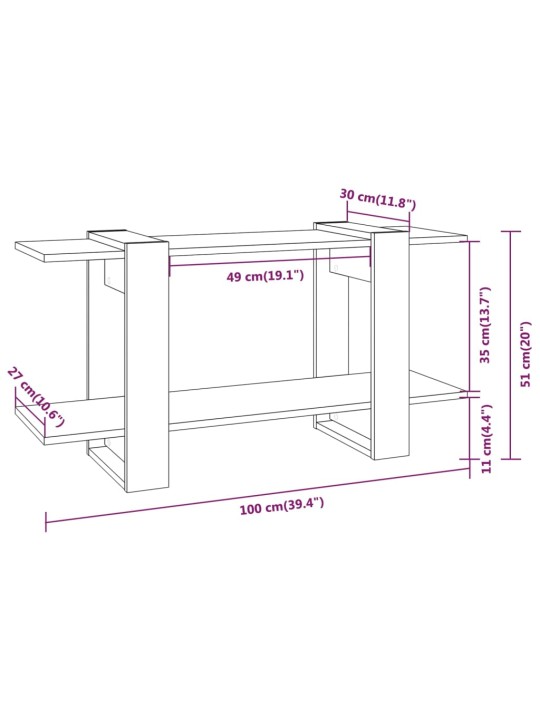 Raamatukapp, hall sonoma, 100x30x51 cm, tehispuit