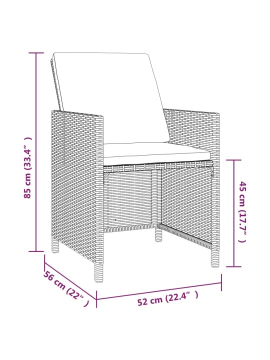 5-osaline aiamööbli komplekt patjadega, polürotang, hall