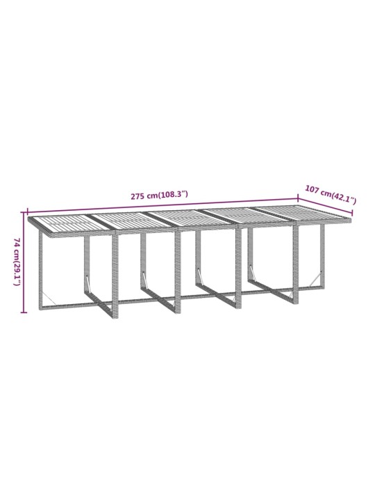 11-osaline aiamööbli komplekt patjadega, polürotang, hall