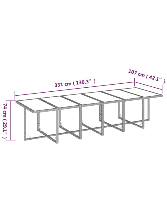 13-osaline aiamööbli komplekt patjadega, polürotang, must