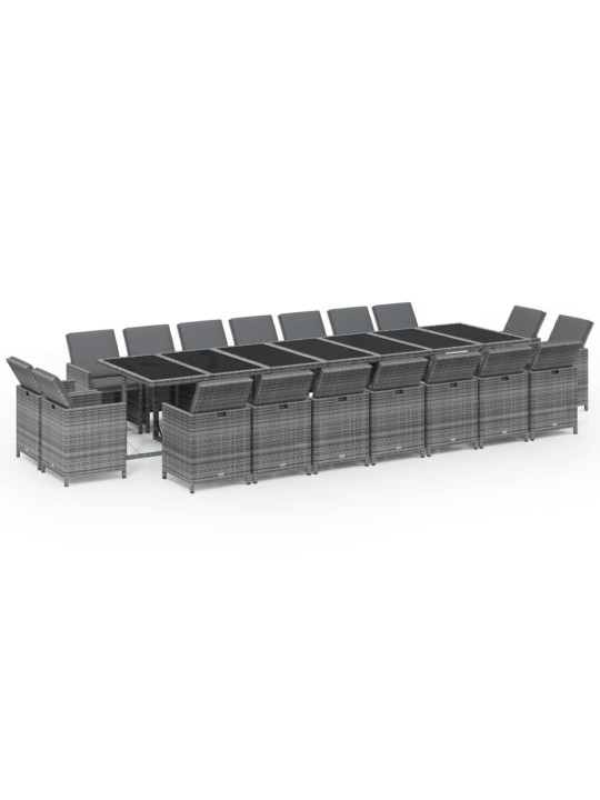 19-osaline aiamööbli komplekt patjadega, polürotang, hall