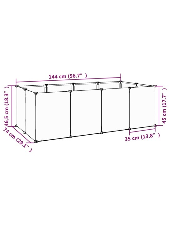 Väikelooma aedik must, 144 x 74 x 46,5 cm, pp ja teras