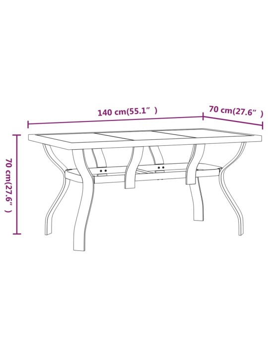 Aialaud, pruun ja must, 140 x 70 x 70 cm, teras ja klaas